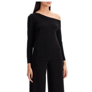 Norma Kamali black Off-Shoulder long sleeve shirt, bare shoulder, size M 38